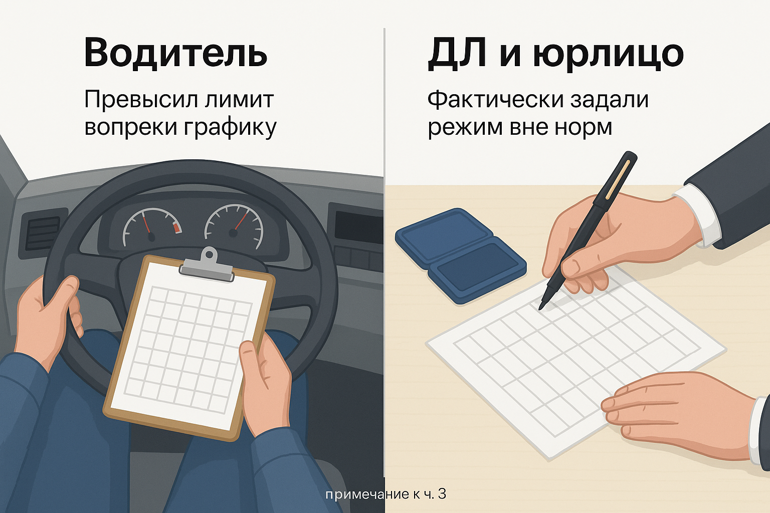 Когда по ч. 3 рискуют водитель, должностное лицо и компания