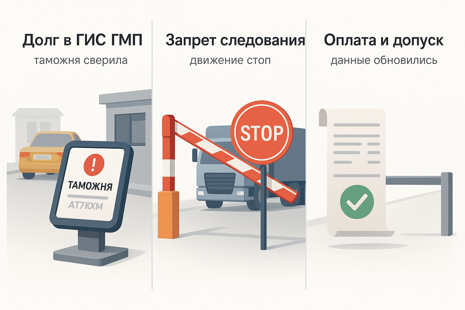 Проверка долга на КПП: запрет следования и допуск после оплаты