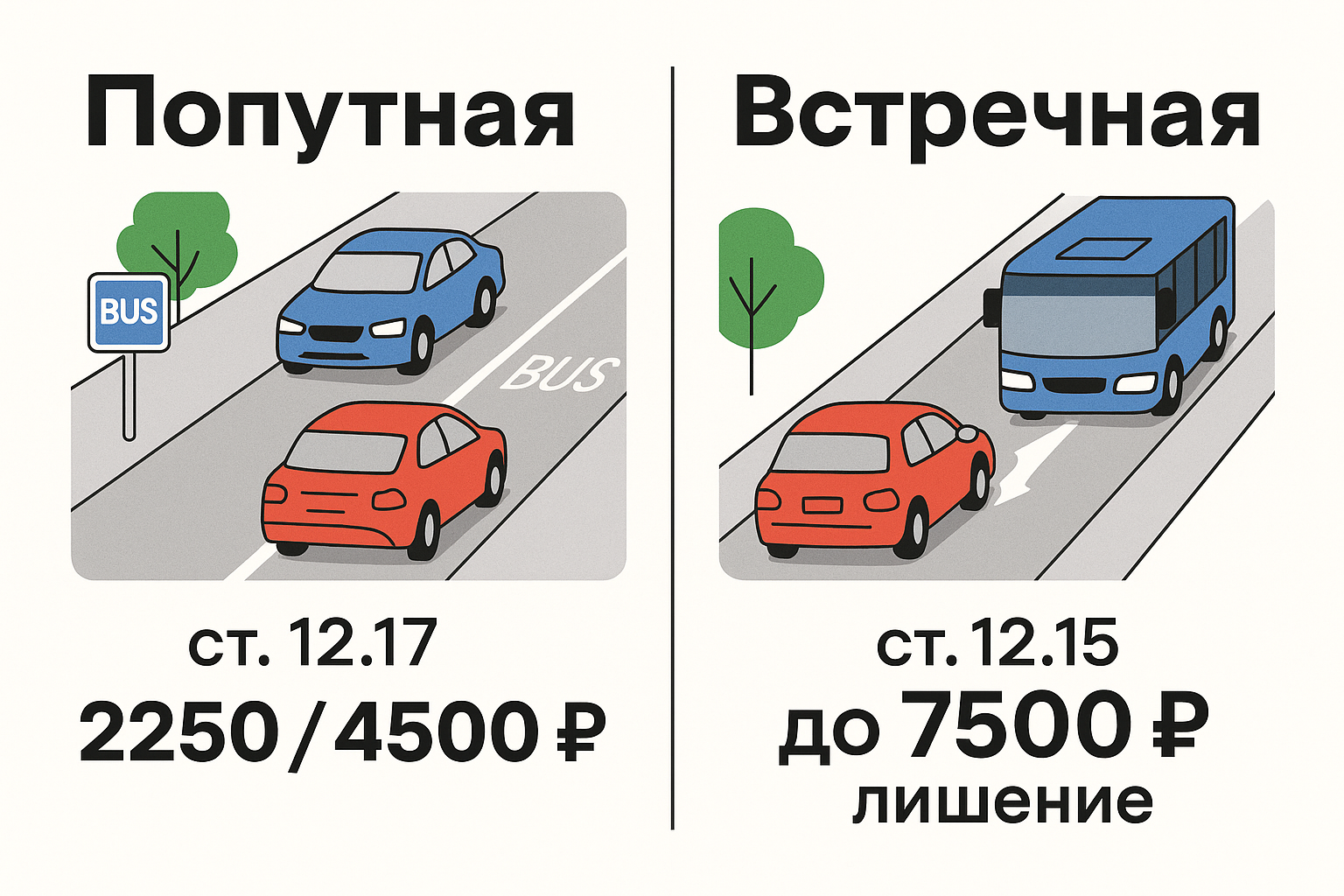Попутная выделенка и встречная: разные статьи и разные санкции